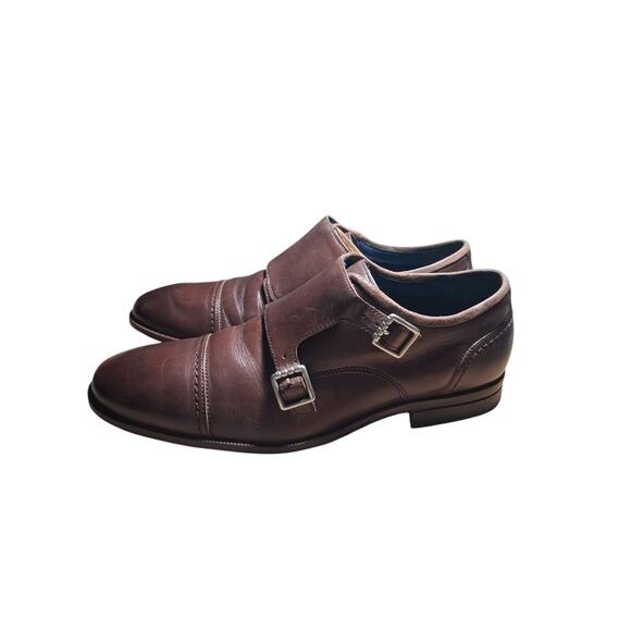 COLE HAAN Double Monk Strap Mens size 9M Grand Brown Cap-Toe Casual Career Shoes - Picture 9 of 15